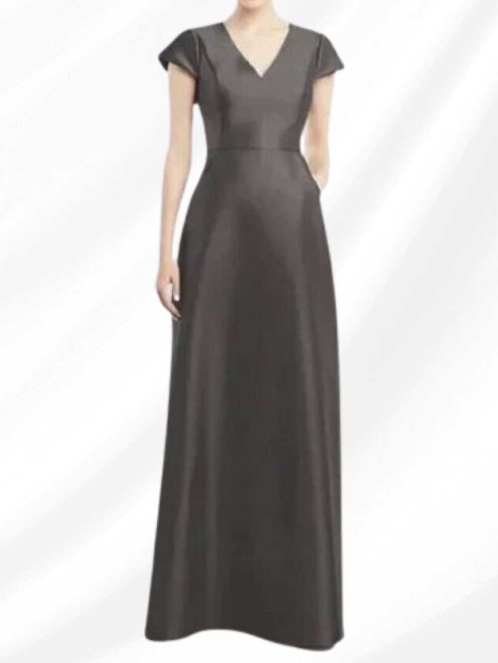 Alfred Sung Caviar Sateen Twill Cap Sleeve Dress Size 4 – Elegant